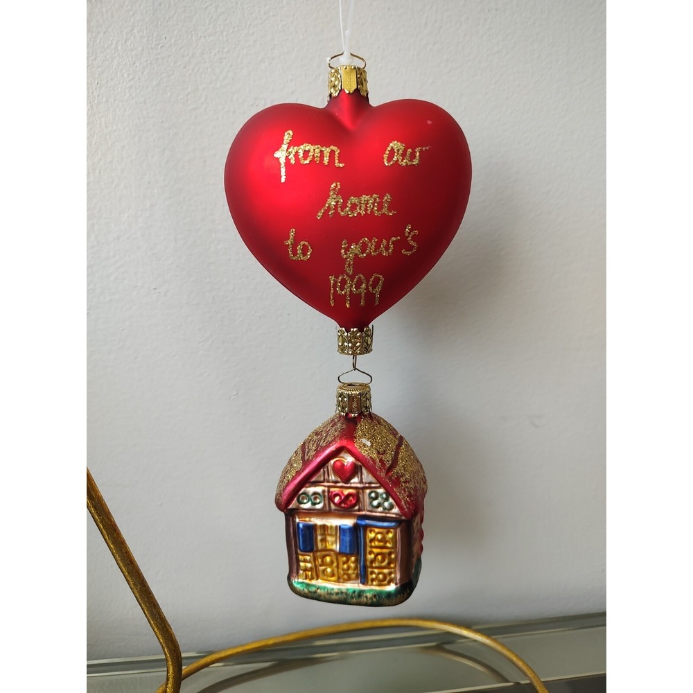 Christborn‎ glass Christmas ornament heart house home 1999
